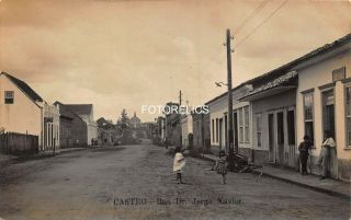 Centro Castro Paraná Brazil - Early Photo Card Rua Jorge Xavier