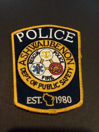 Ashwaubenon Wisconsin Police Sheriff Patch Black Dps