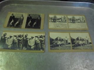 Vintage Four Homemade Stereoviews One Of A Kind Hunting Fishermen