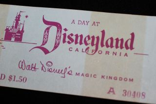 A Day At Disneyland 1956 Ticket Book Cover Child Admission $1.  50 Walt Disney Wdp