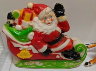 Vintage Empire Plastic 1970 CHRISTMAS Santa Claus Reindeer Sleigh BLOW MOLD 3