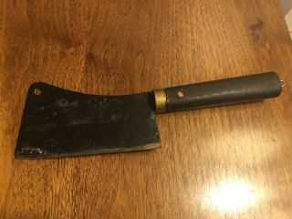 Vintage 12” Butcher Knife Wood Handle Cool 6” Blade
