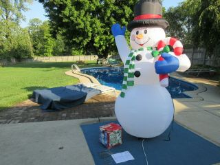 8 Ft.  Airblown Christmas Snowman With Candycane Inflatable Blow Up Yard Dec.
