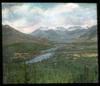 Banff & Bow Valley From Tunnel Mt.  Glass Magic Lantern Slide