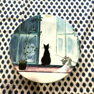Mebel Made In Italy Black Cat Sitting In Window Melamine Tray Hot Plate Trivet
