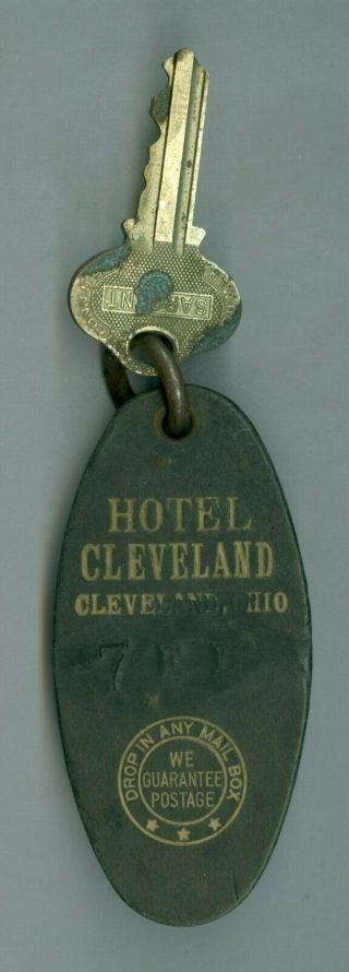 Early 1900’s Hotel Cleveland,  Cleveland,  Ohio Room Key,  Has Elevator & Laundry
