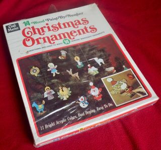 Vintage Craft Master Paint - By - Number Christmas Ornaments Set - 1972 -