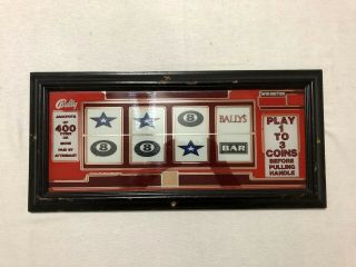 Vintage Bally Logo Back Glass Slot Machine 1988,  Arcade,  Man Cave,  Game Room,  Bar