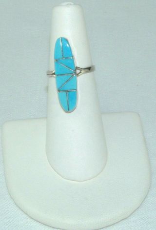 Native American Zuni Ring Turquoise Sterling Silver Size 5 1/2 Vintage Nos