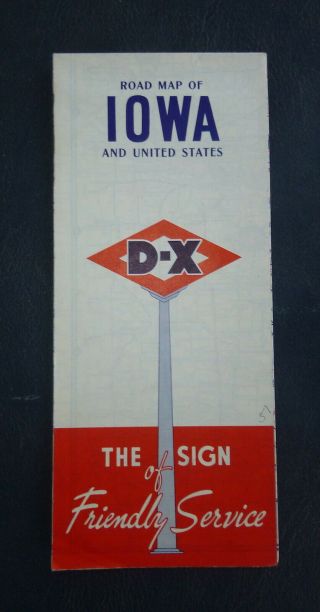 1951 Iowa Road Map D - X Dx Oil Gas