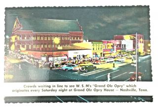 Vintage Postcard Grand Ole Opry House Nashville Tennessee Crowds Waiting In Line