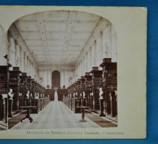 1860s Stereoview Photo Cambridge Interior Of Trinity College Library