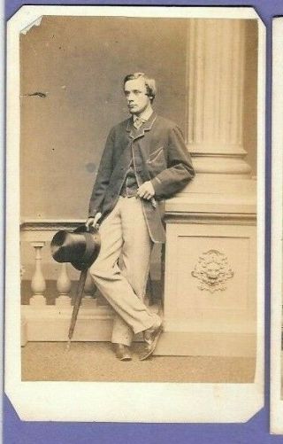Victorian With Top Hat Vintage Old Cdv Photo Merrick Of Brighton Ma