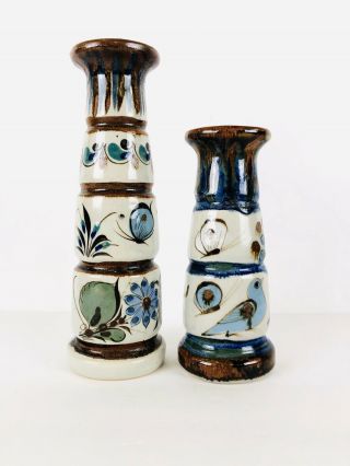 Vintage El Palomar Tonala Pillar Candle Sticks Ken Edwards Mexican Pottery