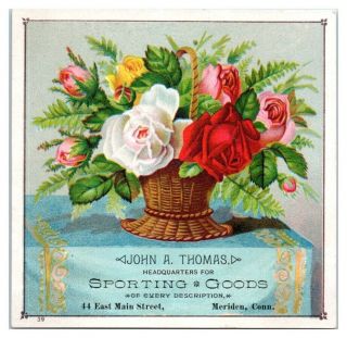 John A.  Thomas Gun And Locksmith,  Sporting Goods Meriden Ct Victorian Trade Card