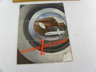 Vintage 1938 Lincoln Zephyr Brochure V - 12 Foldout