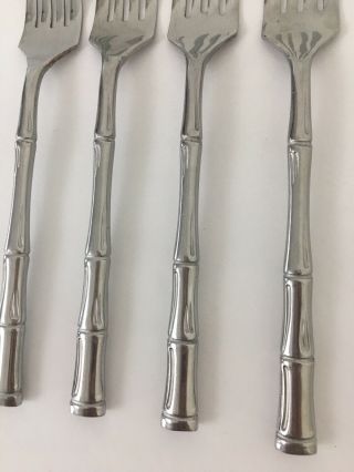 Set Of 4 Vtg Lifetime Cutlery Bamboo Pattern Lcu13 Stainless Forks Flatware