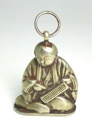 Vintage Charm Chinese Man W Abacus / Sliding Door Secret Compartment 2.  8 Grams