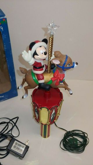 Disney Vintage Mr Christmas Animated Mickey Mouse Lighted Tree Topper Carousel