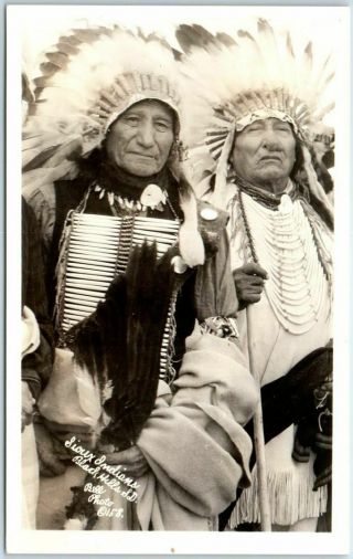 Black Hills Sd Native Americana Rppc Postcard " Sioux Indians " Bell Photo 158