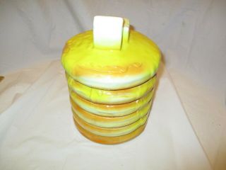Ceramic Cookie Jar Pancake Fun Roomy Candy Treat Storage About 10 " Tall