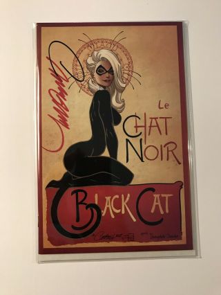 Black Cat 1 (2019) " D " Variant Le Chat Noir Signed By J.  Scott Campbell