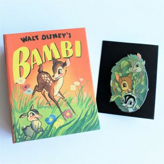 Disney D23 Golden Book Bambi Jumbo Pin & Box,  Thumper Flower 2012