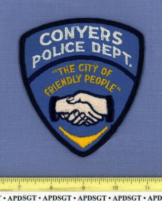 Conyers (old Vintage) Georgia Police Patch Cheesecloth City Of Friendly People