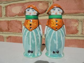 Vintage Japan Art Deco Porcelain Luster Flapper Girl Salt & Pepper Shakers