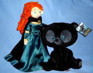 Disney Store Plush Merida Doll - 20 " Tall; Brave Brother Bear Hamish - 12 " Nwt;lot - 2