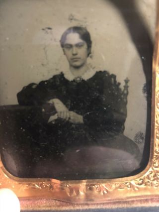 Antique Ambrotype Portrait Of A Young Girl 1860’s Union Case Gutta Percha