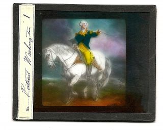 Portrait Of George Washington On A White Horse Magic Lantern Glass Slide Color