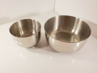 2 Vintage Sunbeam Stainless Steel Mixing Bowls Mixmaster Stand 9 " And 6 " Bowls