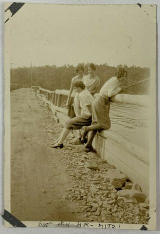 Sexy Flapper Girls By The Lake,  Playful Women,  Vintage Photo Snapshot