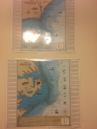 2 Maps Of The North Carolina Shipwrecks Cape Hatteras And The Outer Banks.