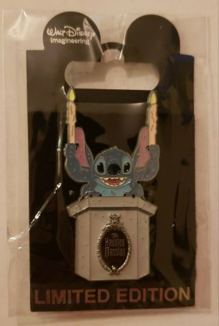 Disney Stitch Haunted Mansion Wdi Gargoyle Pin Le 250 Imagineer Exclusive Candle