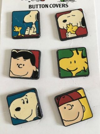Vtg Peanuts Button Covers Snoopy Charlie Brown Lucy Woodstock