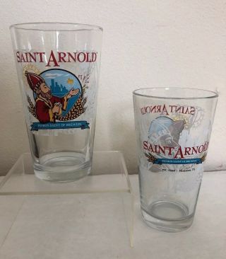Set Of Two Saint Arnold Beer Glasses Pint Glass X 2 Houston Texas Microbrewery