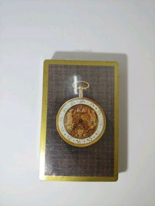 Vintage Deck of Playing Cards with Stamp Pocket Watch Gold Edge 2