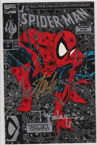 Spider - Man 1 Silver Cover Signed Stan Lee,  Todd Mcfarlane,  Nm (9.  4) ; No