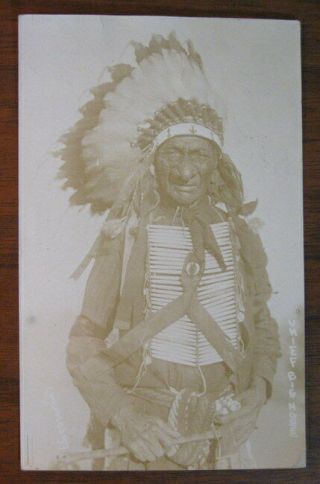 Vintage 1907 Postcard Oglala Sioux Chief Big Nose (long Bull) Indian Tomahawk