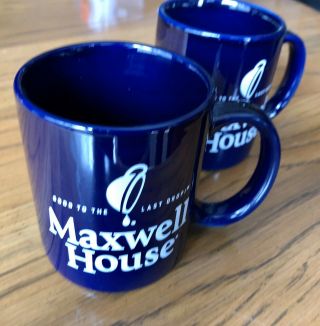 Maxwell House Coffee Mugs - Set of 2 (12oz) Deep Blue - - 90 ' s or 00 ' s 2