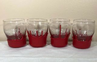 Set Of 4 Makers Mark Red Wax Dipped Cocktail Glasses