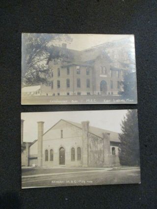 2 Rppc Real Photo Postcards: M.  A.  C.  Michigan Agriculture College 1919 Buildings