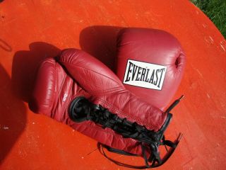 Everlast Vintage Leather 12 Oz Boxing Fight Gloves Outstanding Unfought Stored