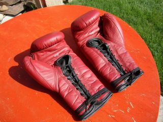 Everlast Vintage Leather 12 oz Boxing Fight Gloves Outstanding UnFought Stored 2