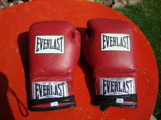 Everlast Vintage Leather 12 oz Boxing Fight Gloves Outstanding UnFought Stored 3