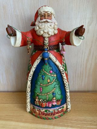 Jim Shore Santa Figurine O Tannenbaum Holding Ornaments Euc 10” Tall