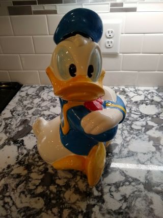 Disney Donald Duck 14 1/2 " Tall Treasure Craft Ceramic Cookie Jar.