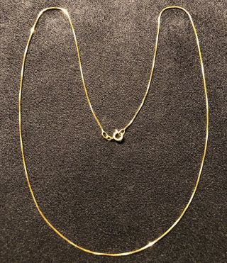 14k Solid Gold Vintage Box - Link Necklace Chain 18 Inch Long Length
